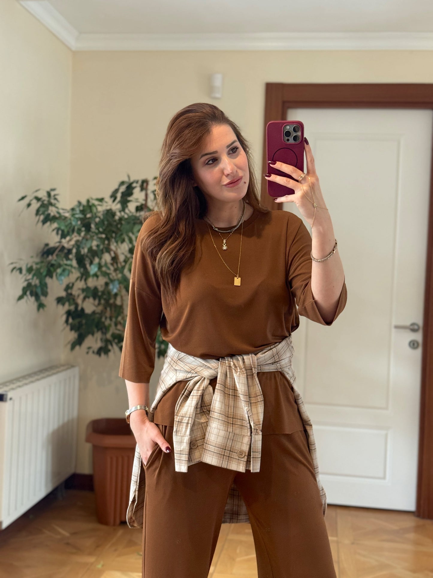 Lazer kesim oys takım kahve