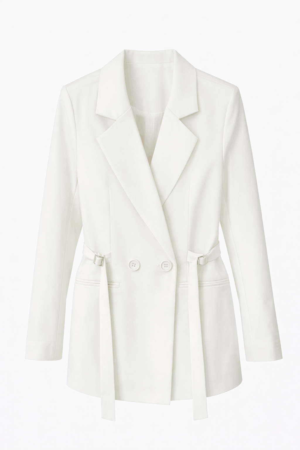 MİLANO çift kemer detaylı ceket BEYAZ