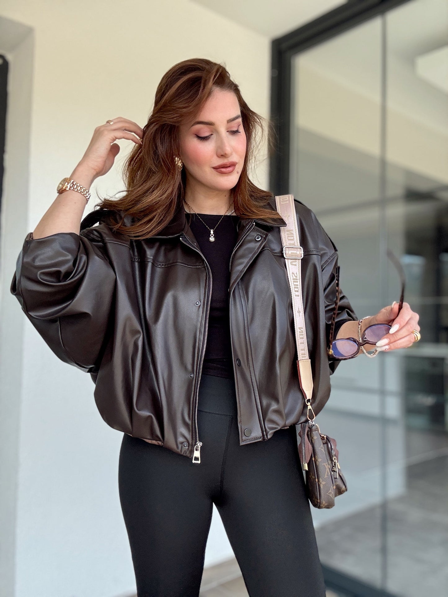 Yarasa kol deri mont-ACI KAHVE