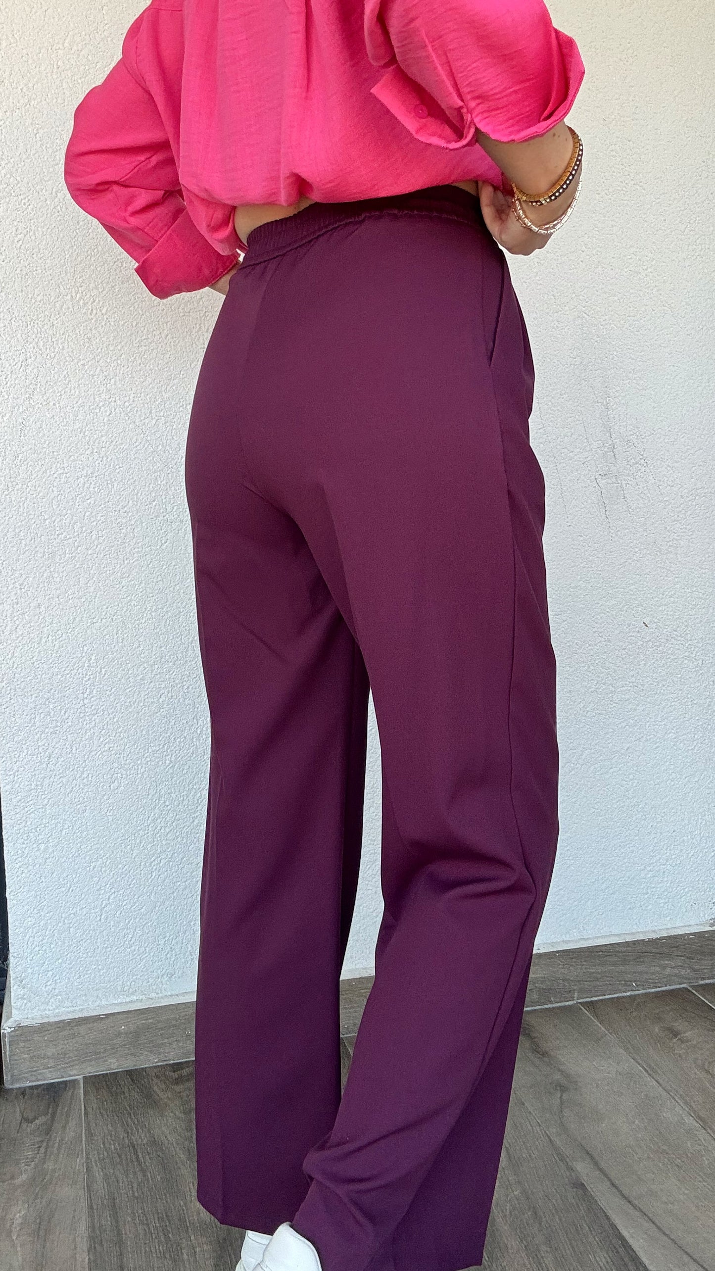 Pileli Beli Lastikli Bol Paça Pantolon - MÜRDÜM