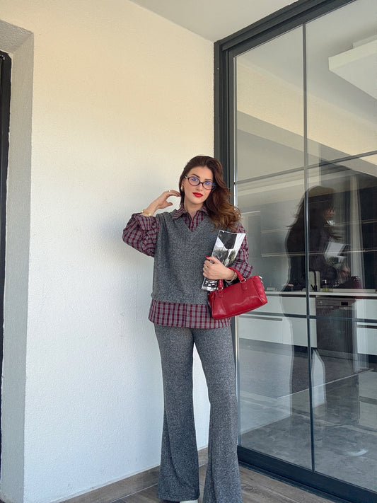 Gömlek yaka Triko Takım Antrasit