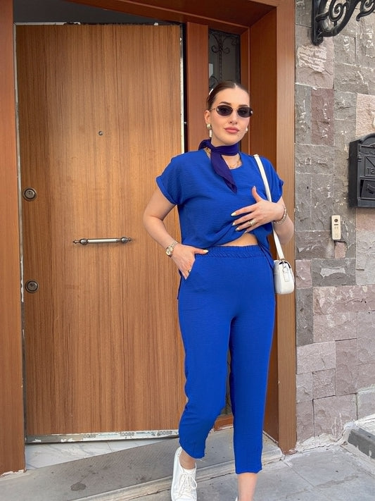 Aerobin paça pensli ikili takım SAKS MAVİ