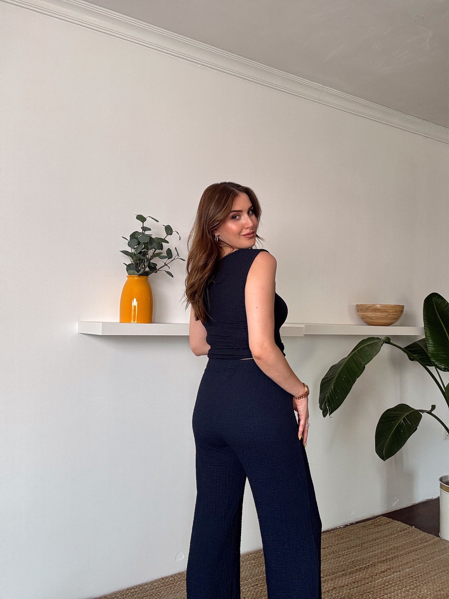 ELİZA yanları büzgülü ikili takım LACİVERT