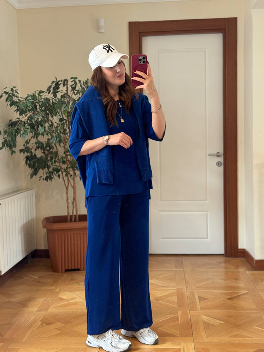 Lazer kesim oys takım SAKS MAVİ