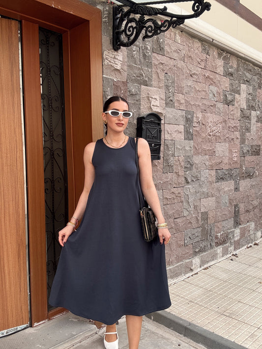 Modal kumaş basic askılı elbise GRİ