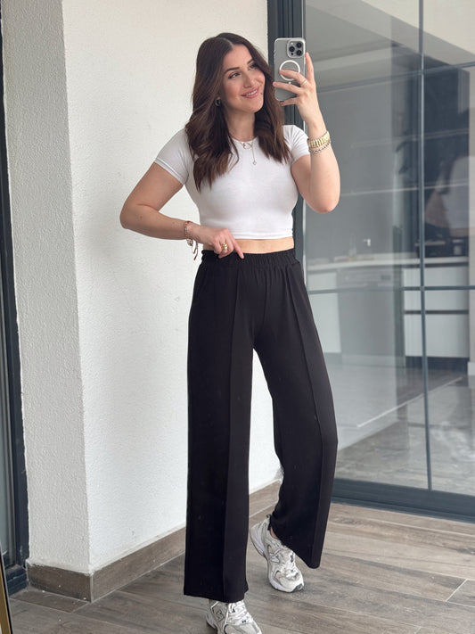 Bol Paça Nevürlü Eşofman - SİYAH