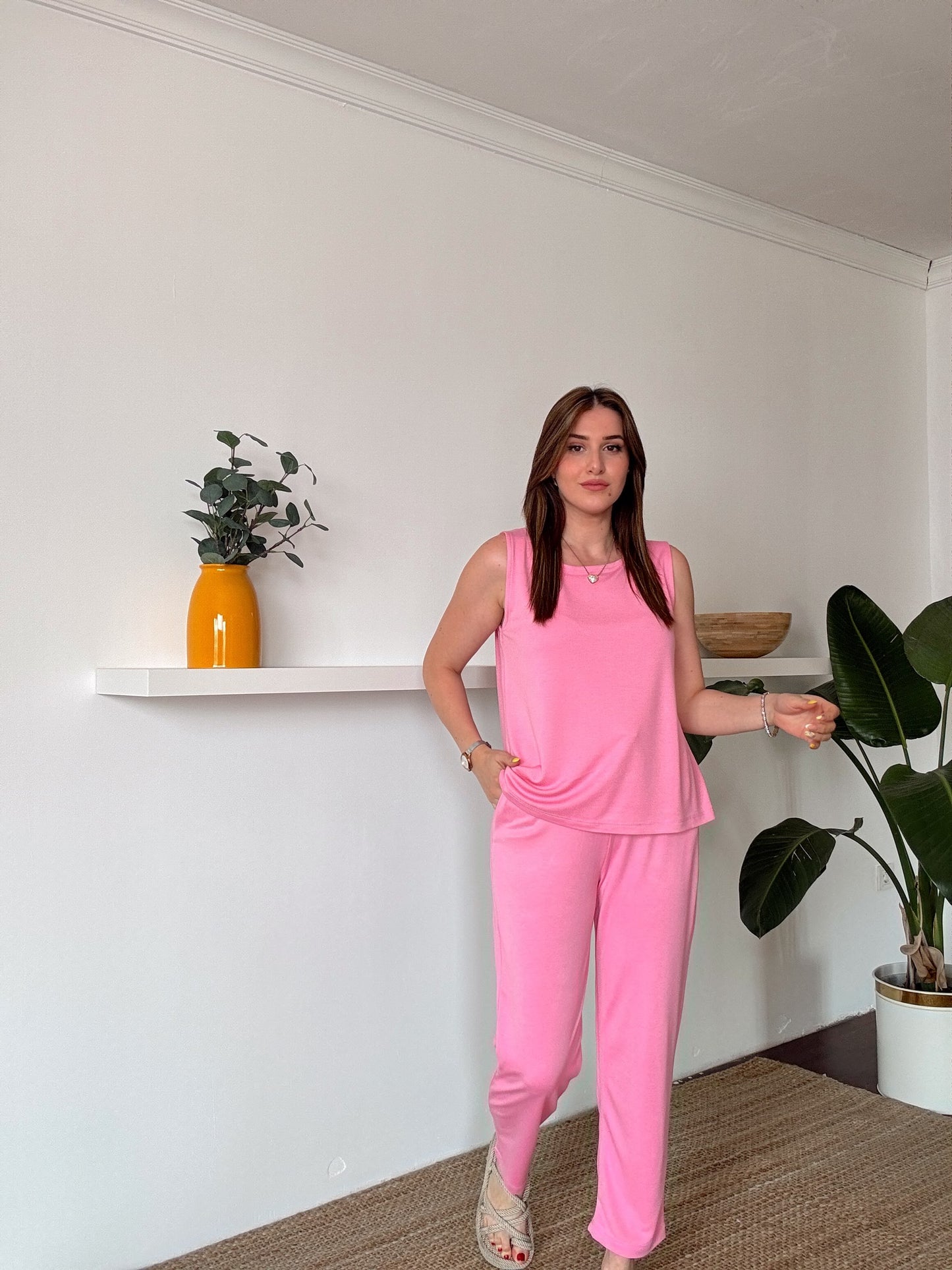 Yıkamalı Modal İkili Takım Pembe