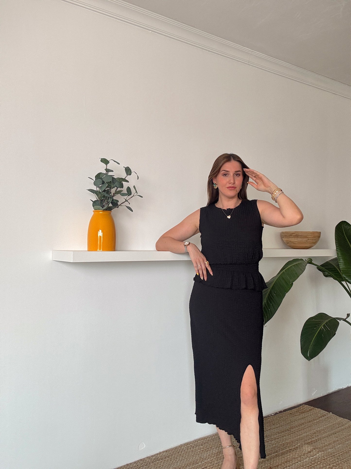 ODESSA bluz etek ikili takım SİYAH