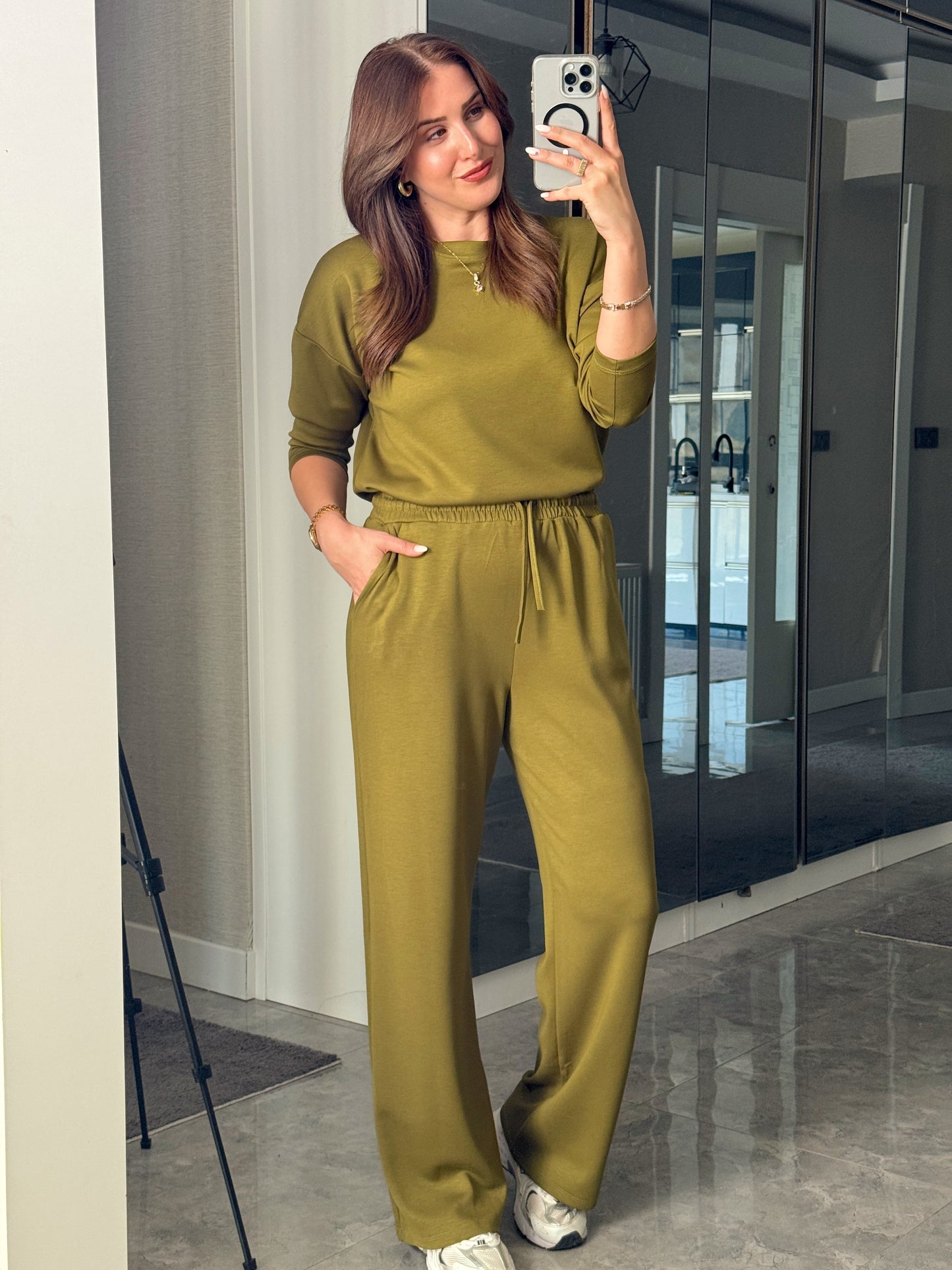 Premium Modal Kumaş Takım Yağ yeşili