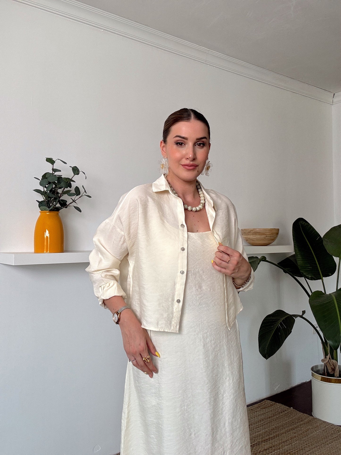 VİENA gömlek elbise ikili takım Bej