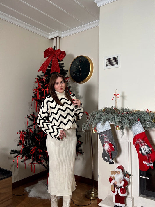 Balıkçı Yaka Dalgalı Takım-LATTE