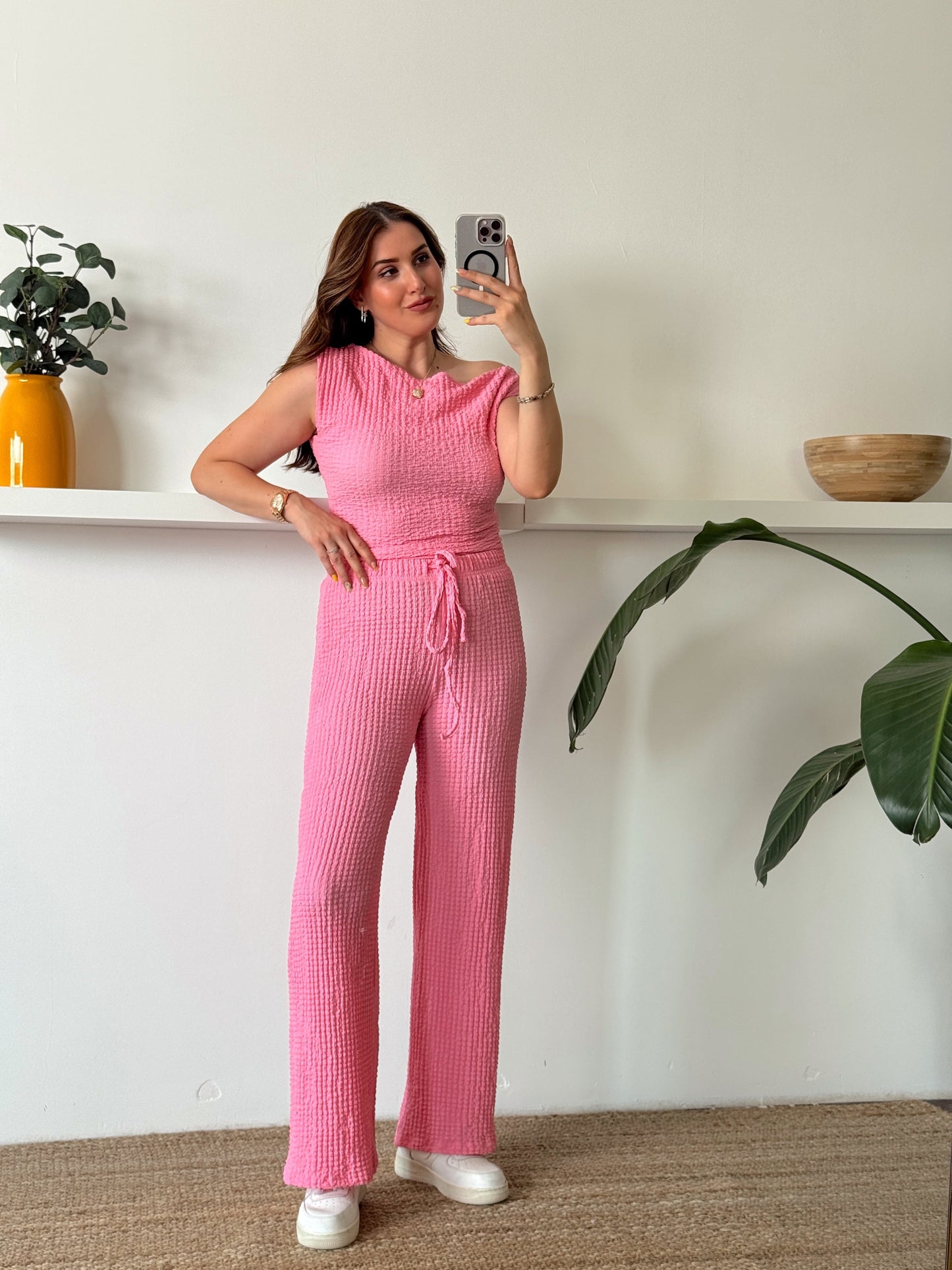 ELİZA yanları büzgülü ikili takım PEMBE