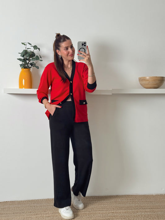 Hırkalı Modal Takım Kırmızı