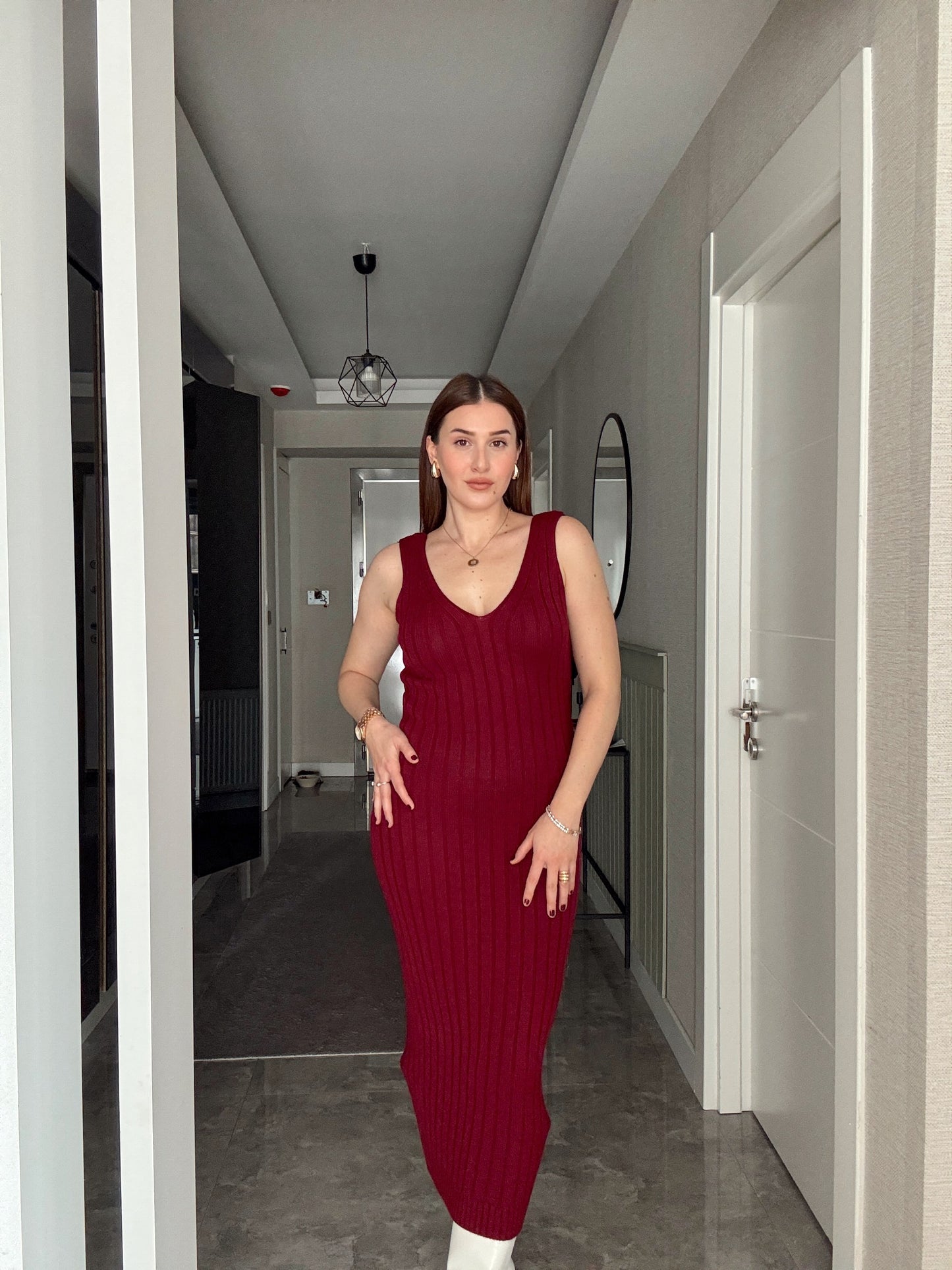 Fitilli Elbiseli Bluz Takım BORDO