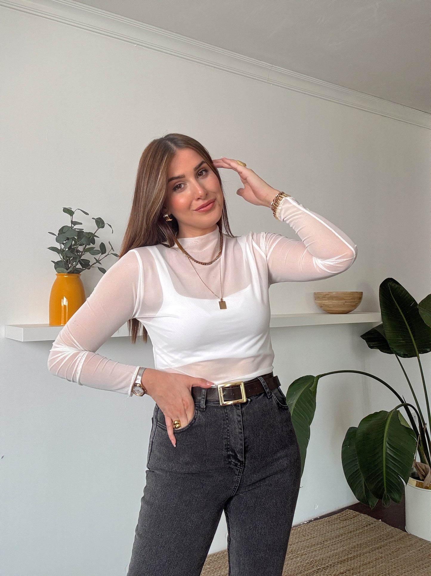 Transparan basic bluz BEYAZ
