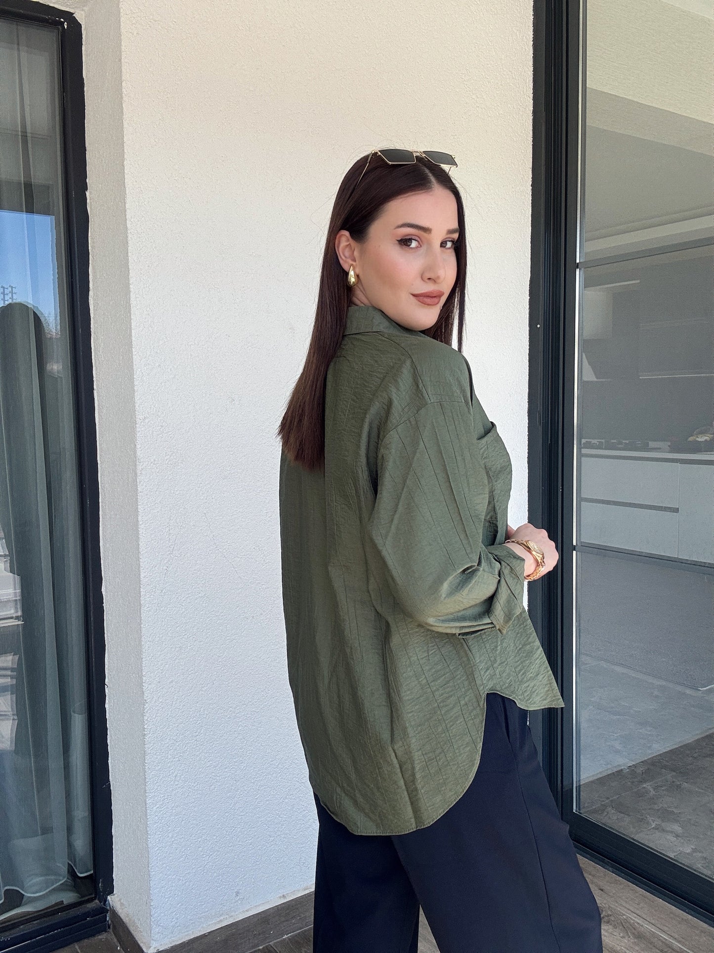 Basic Crush Gömlek - HAKİ