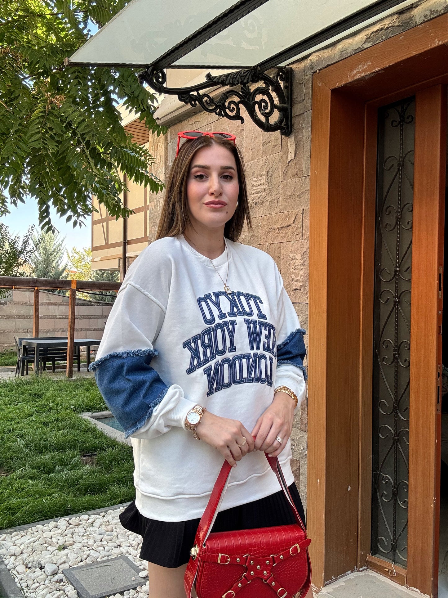 TOKYO Kot Garnili SweatShirt - BEYAZ