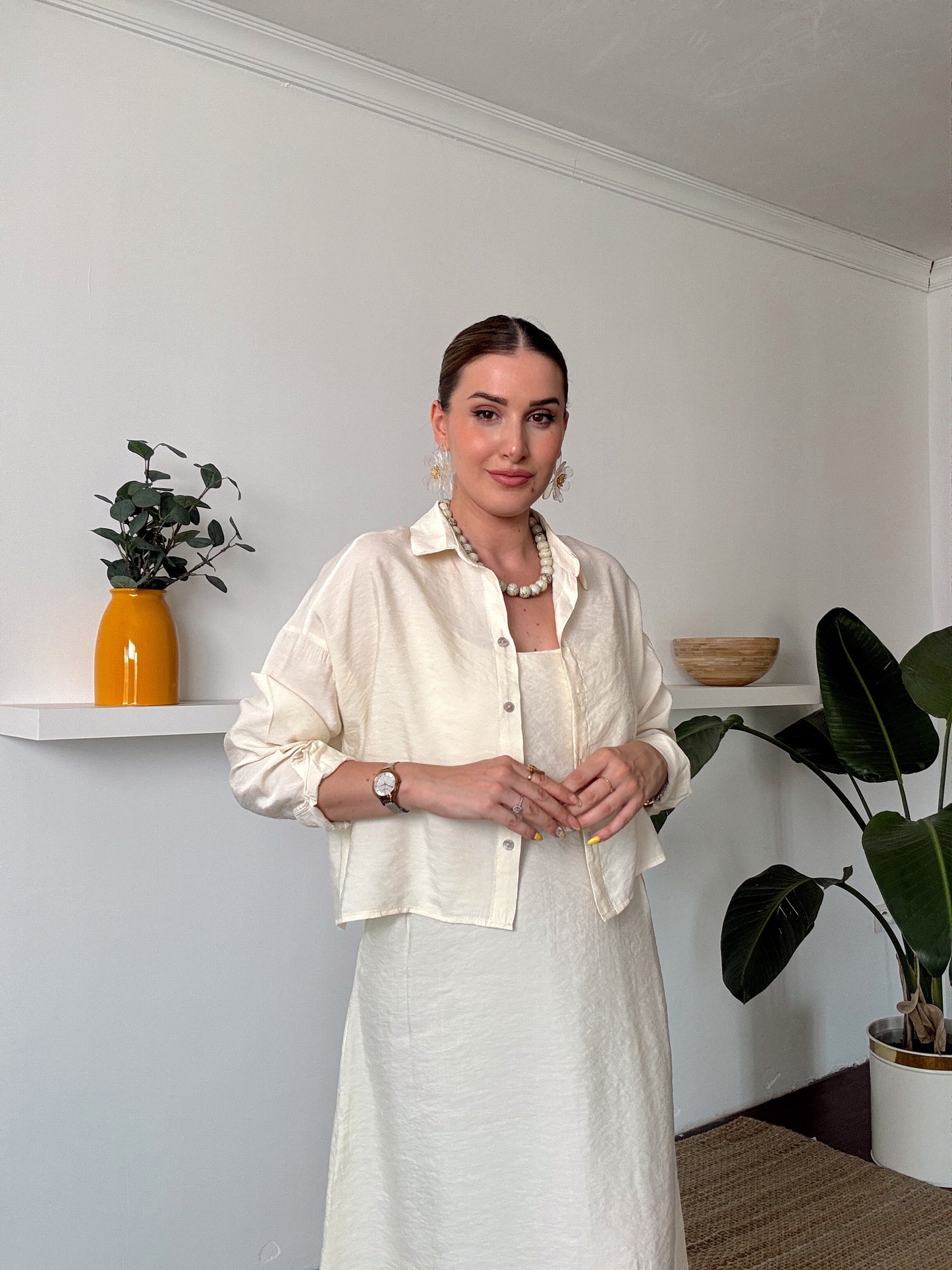 VİENA gömlek elbise ikili takım Bej