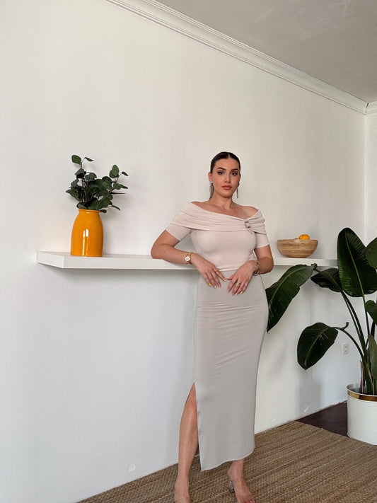 SANDY Yırtmaçlı kalem etek - TAŞ