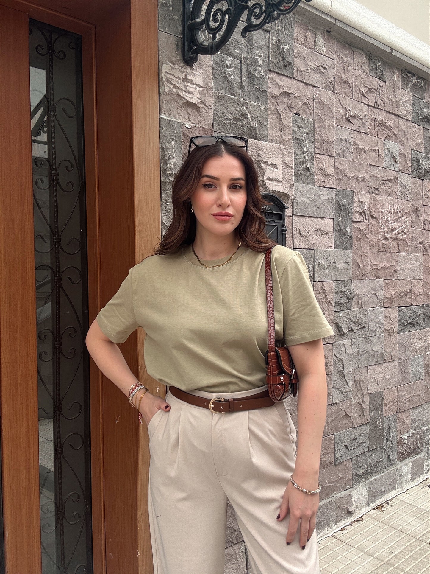 Bisiklet Yaka Basic Tişört YEŞİL