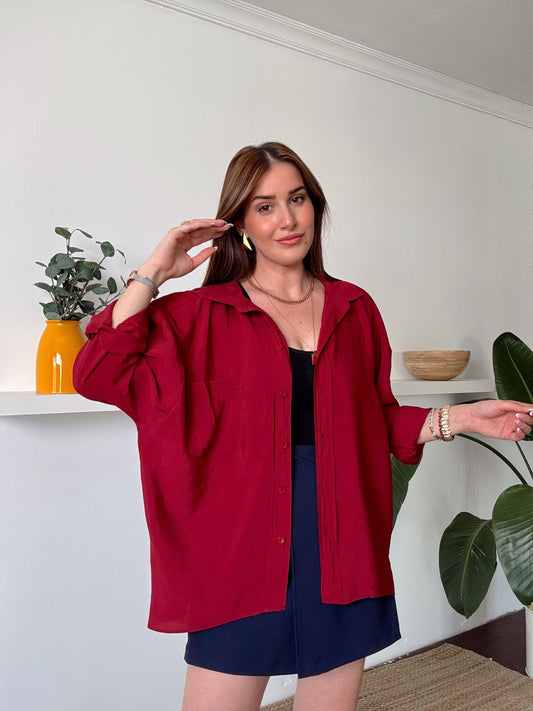 DİEGO tek cepli aerobin gömlek BORDO