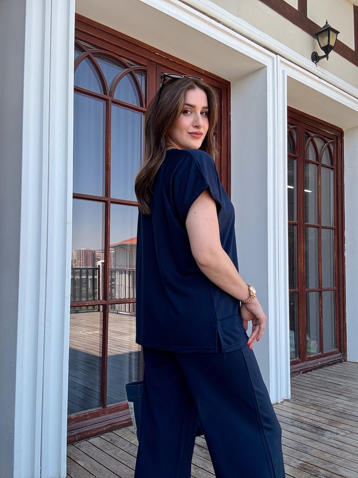 Modal kumaş çimalı ikili takım LACİVERT