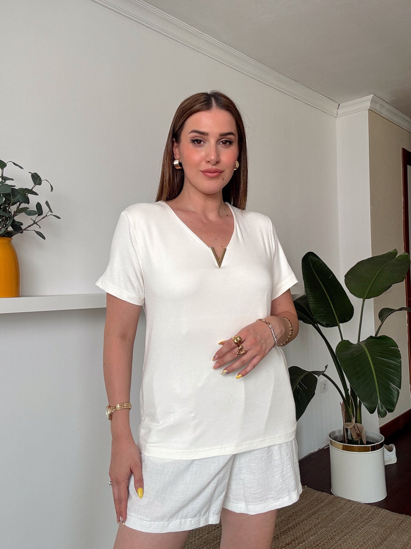 Masal Aksesuarlı Bluz Beyaz