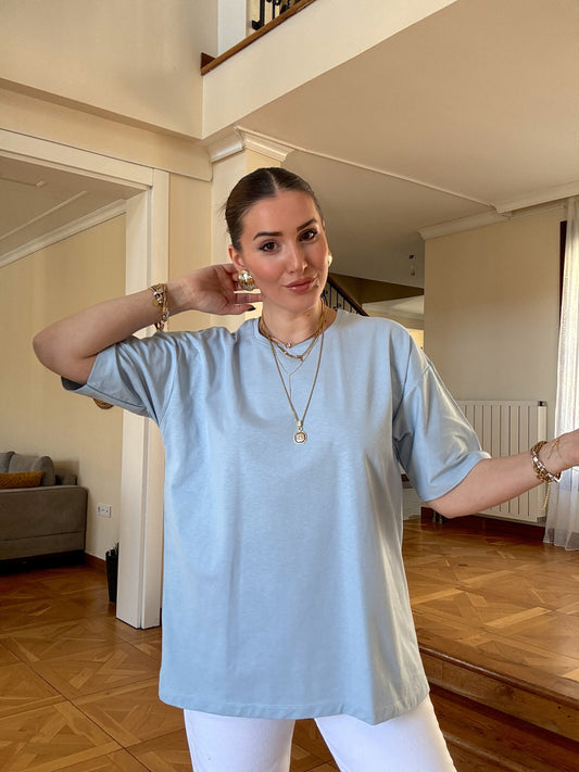 Oversize Tişört Bebe mavi