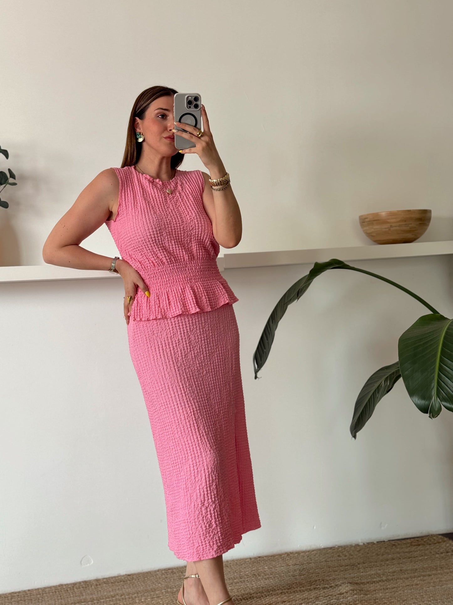 ODESSA bluz etek ikili takım pembe