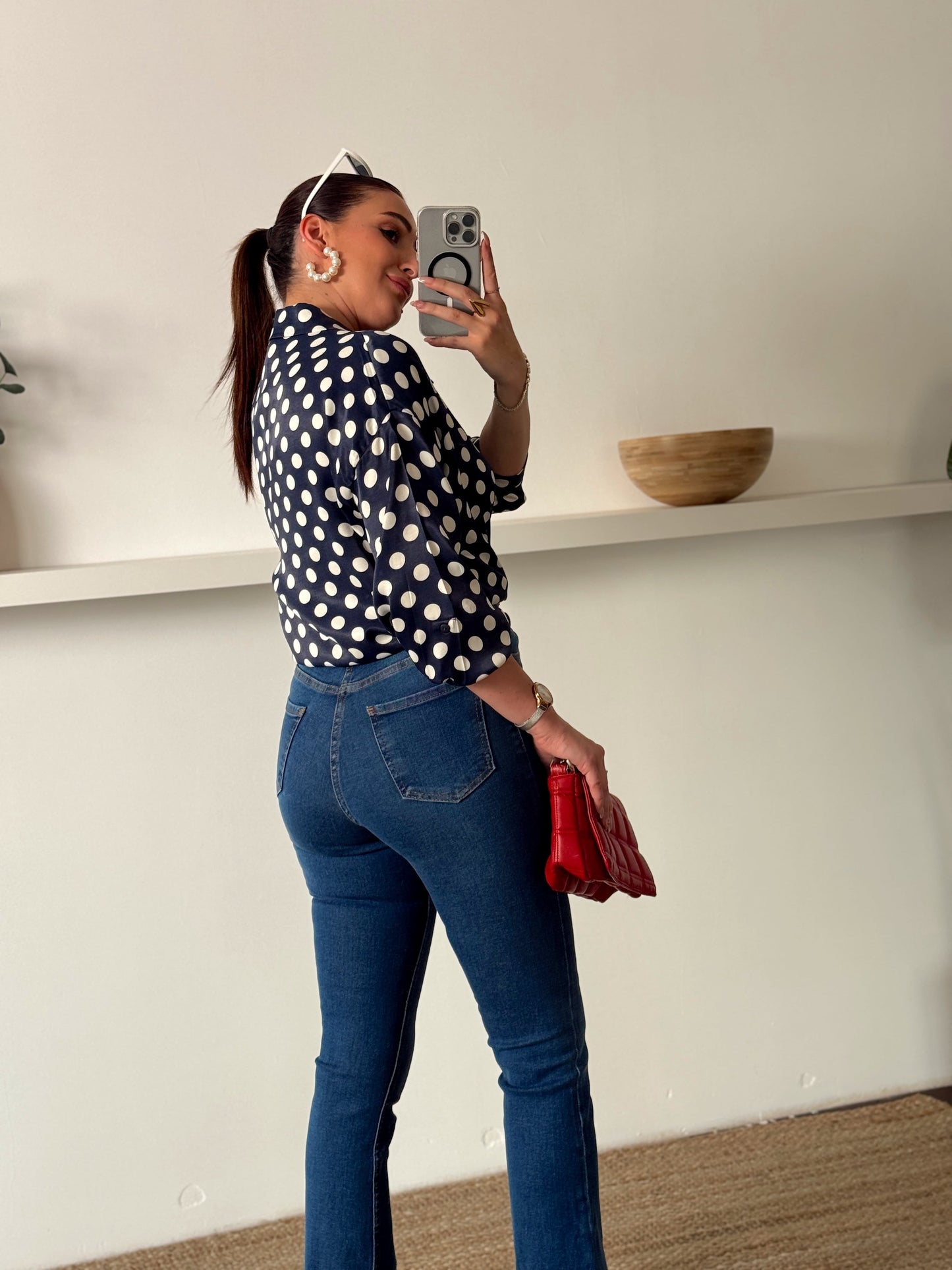 Extra Yüksek Bel Paça Yırtmaçlı likralı jean Mavi