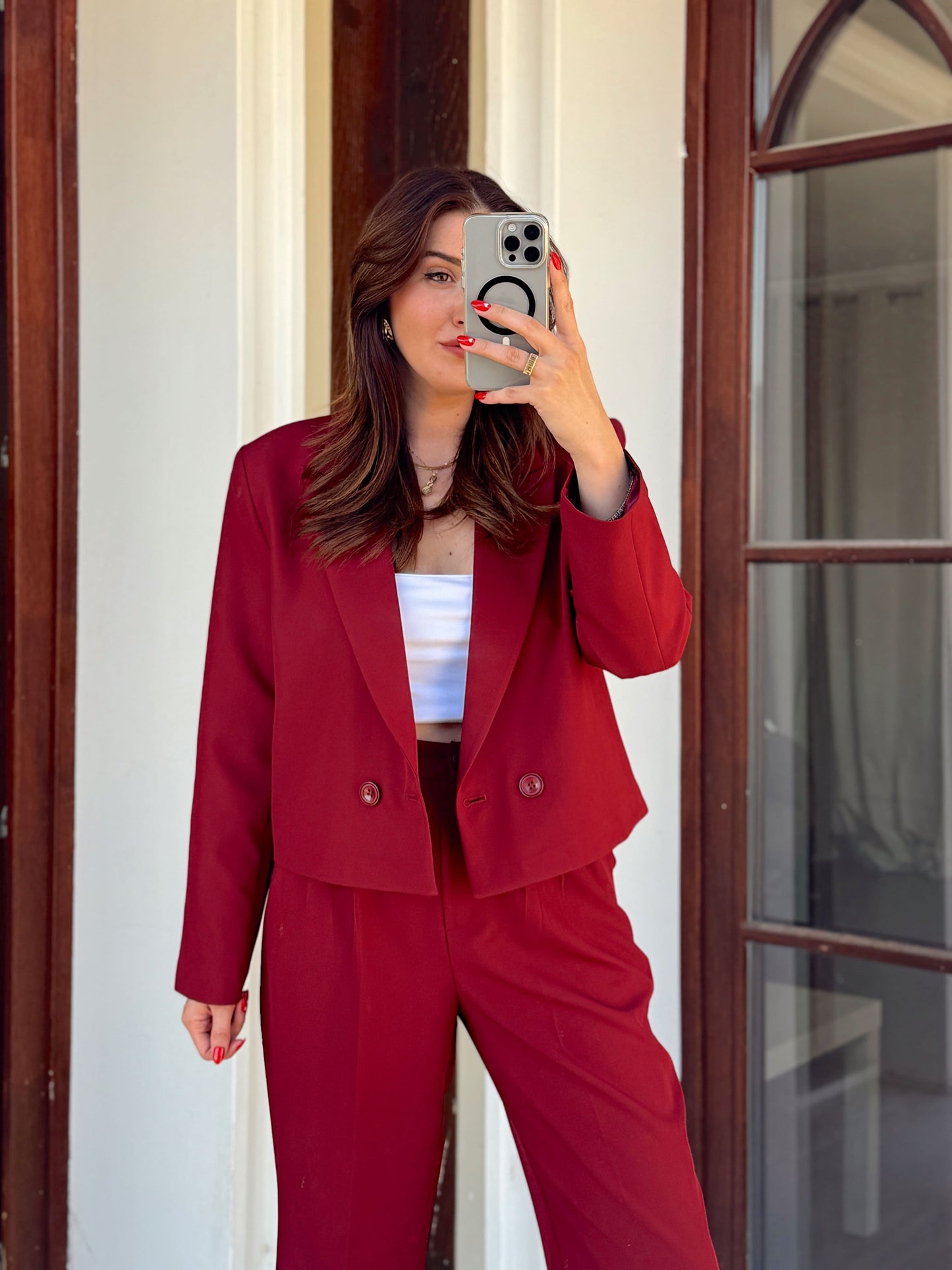 Lina Premium Ceket Pantolon takım Bordo