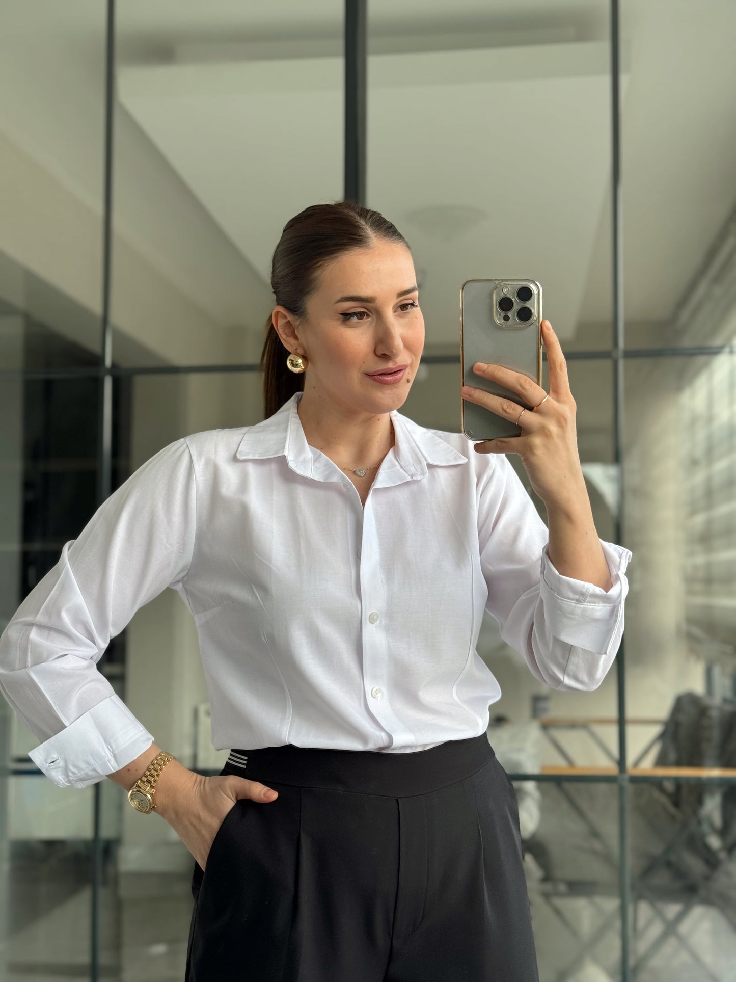 Pensli Linda Gömlek - BEYAZ