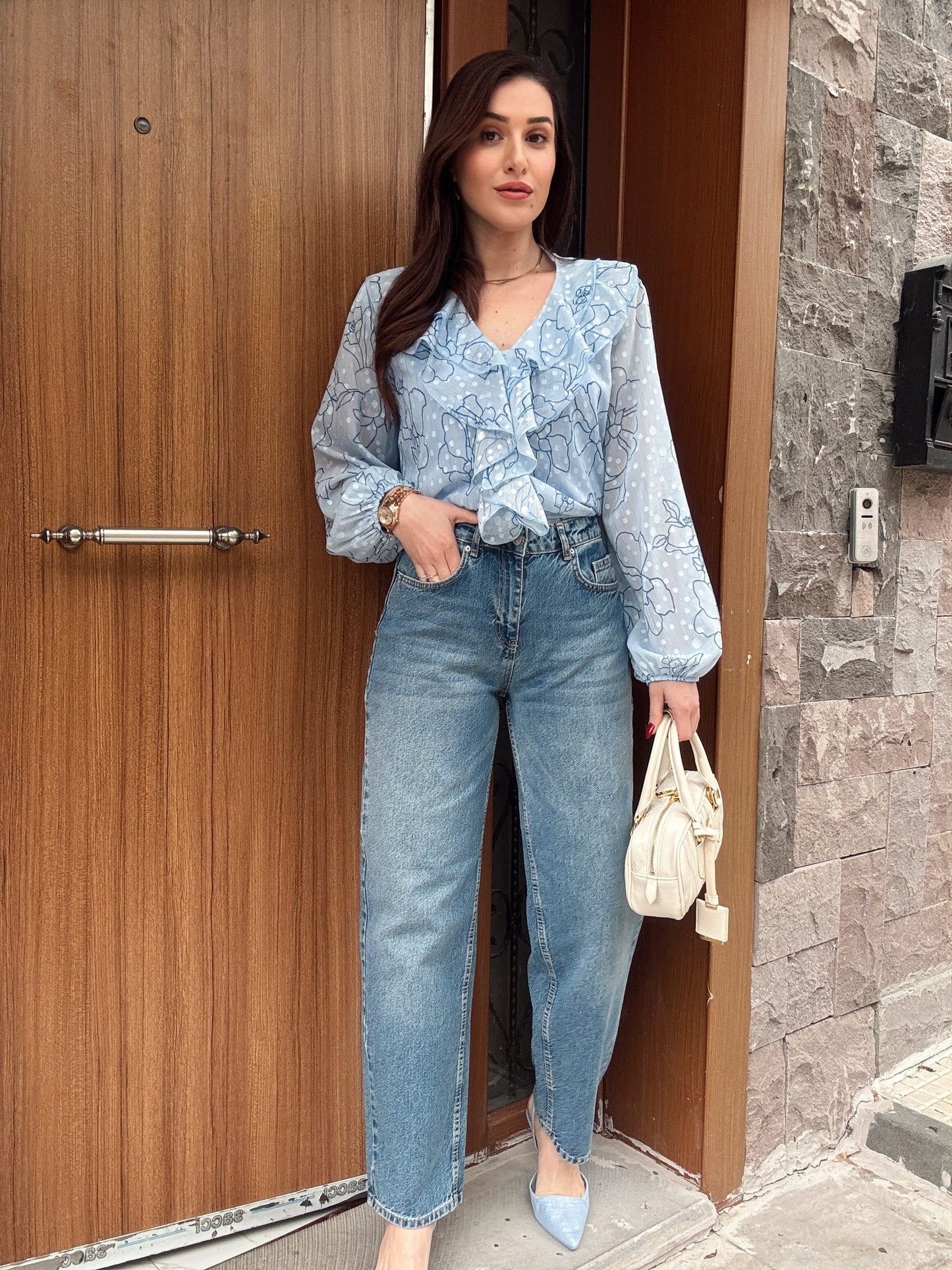 Tintli balon jean MAVİ