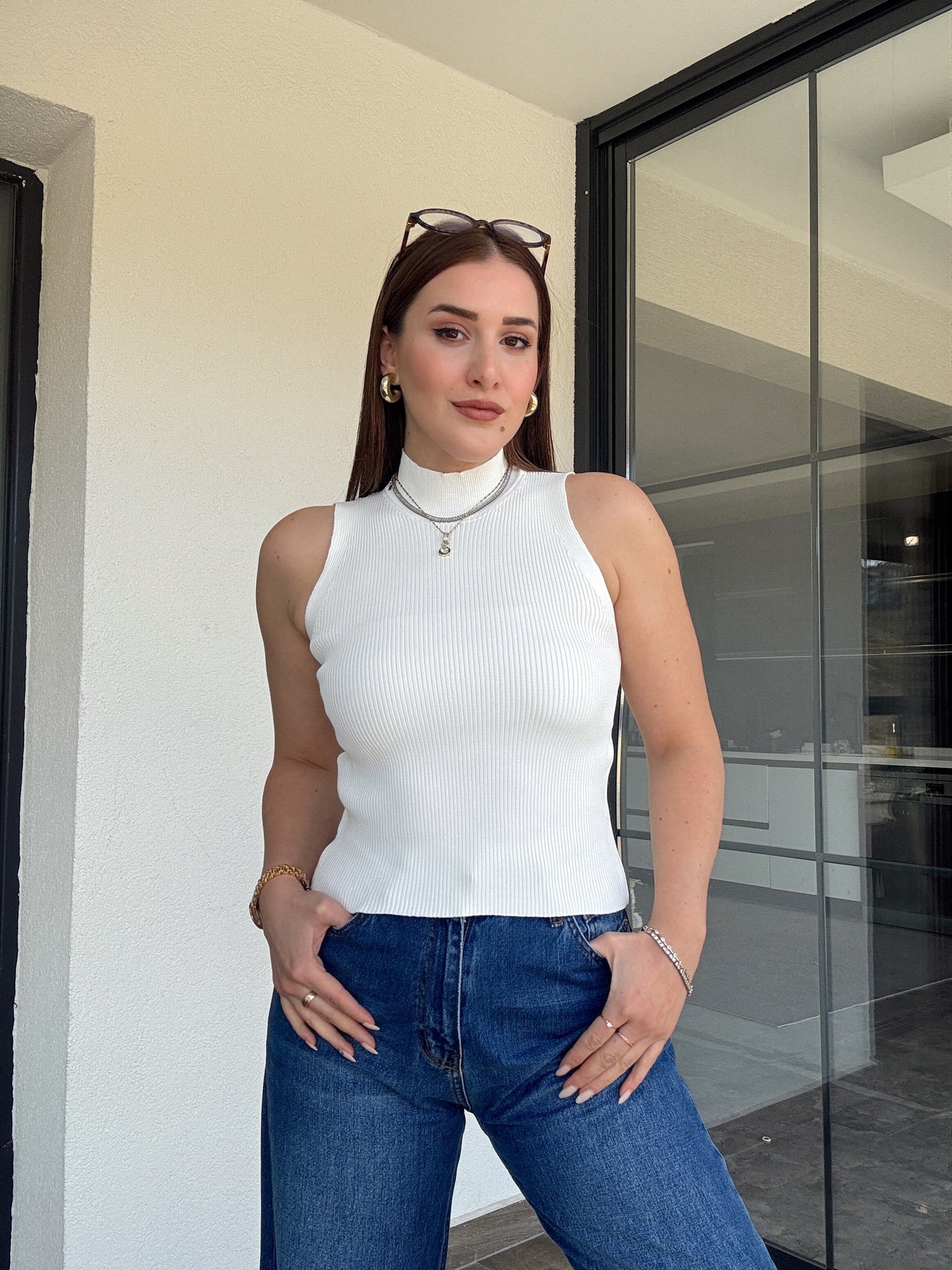 Kolsuz fitilli triko badi EKRU