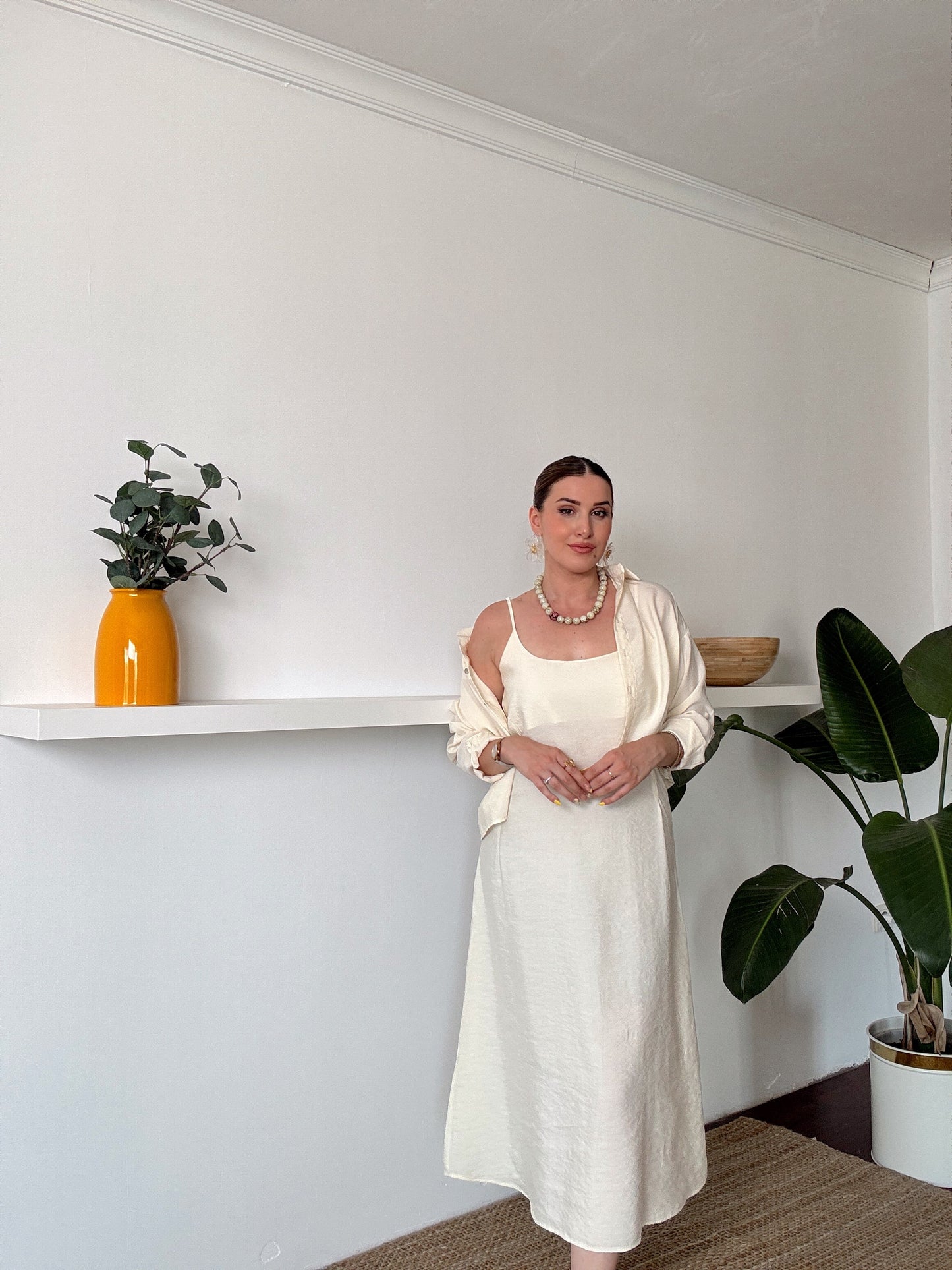 VİENA gömlek elbise ikili takım Bej