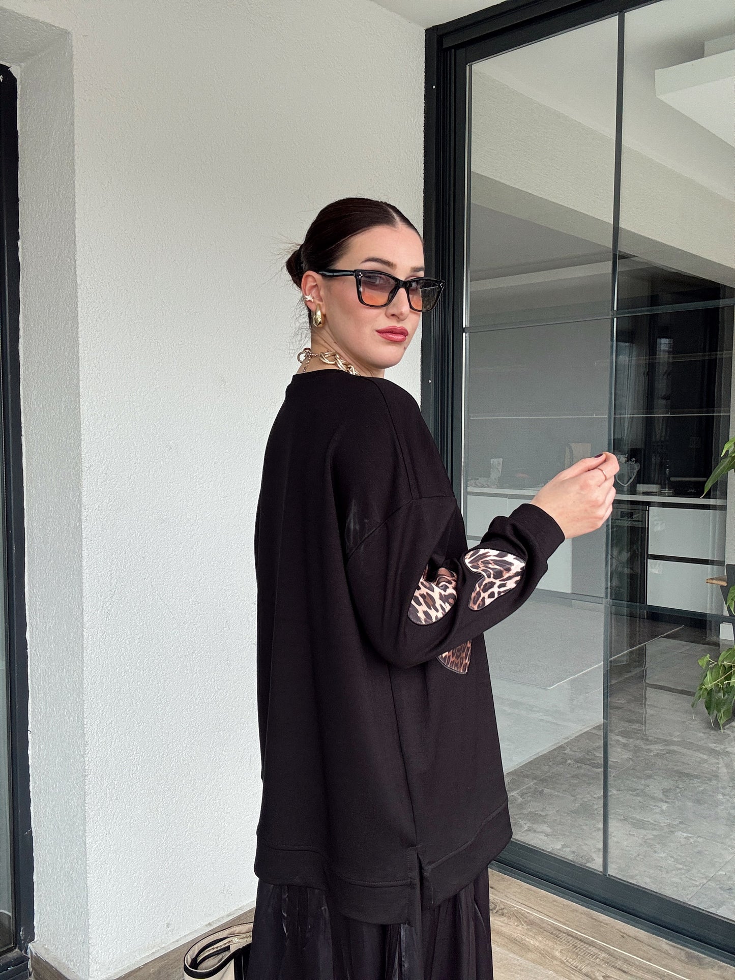Kalp Aplikeli Sweat - SİYAH