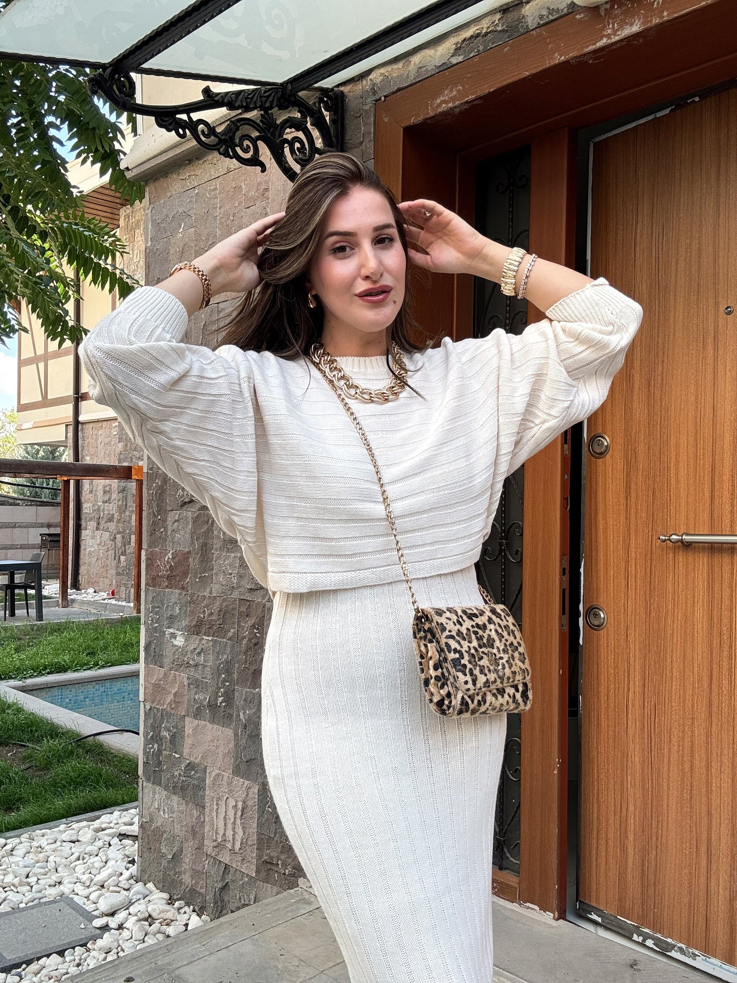 Fitilli Elbiseli Bluz Takım LATTE