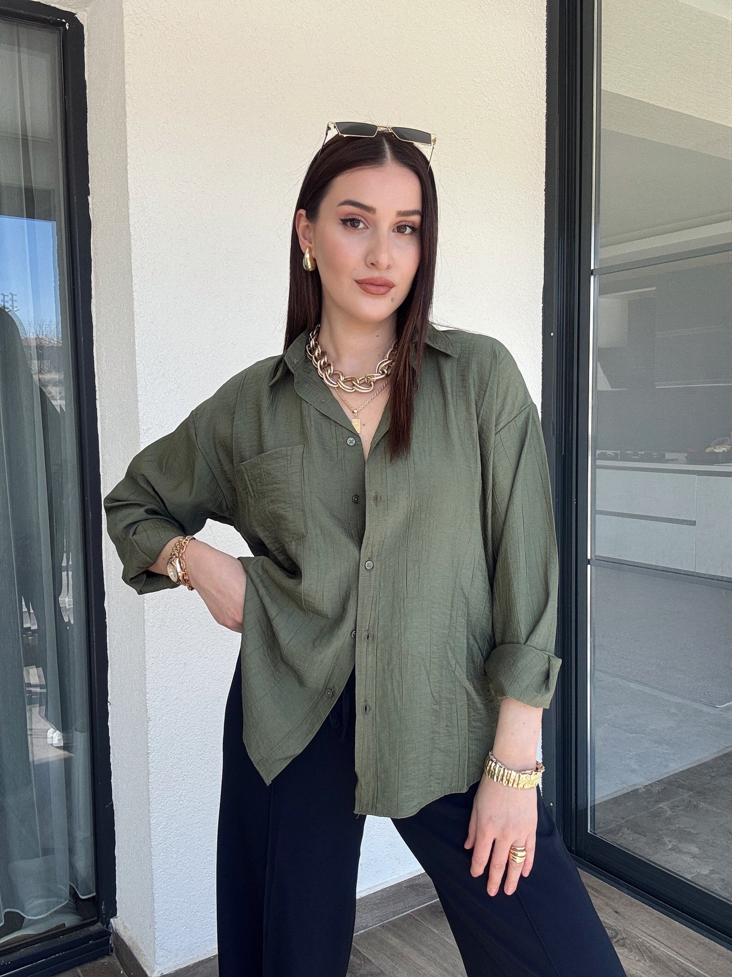 Basic Crush Gömlek - HAKİ