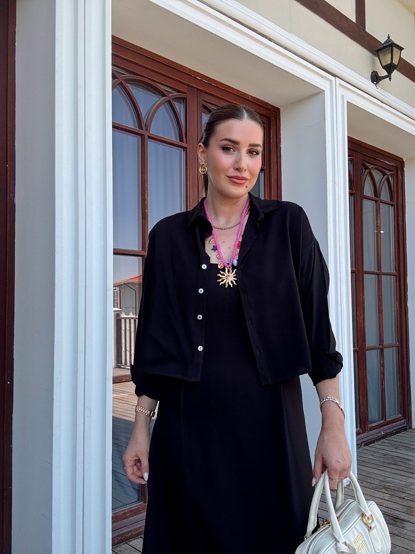 VİENA gömlek elbise ikili takım SİYAH