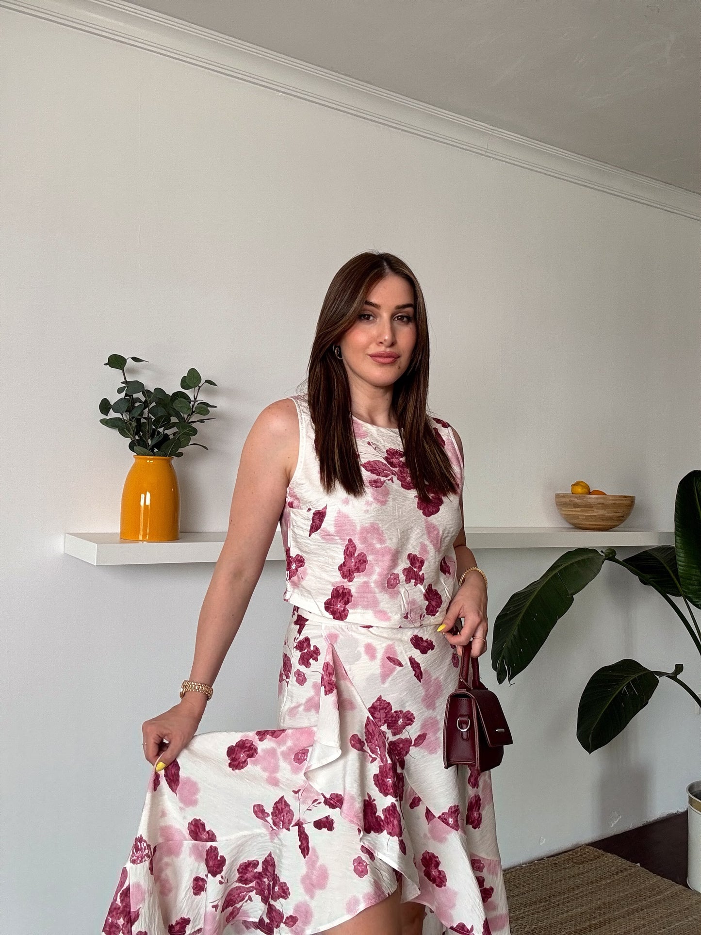 Marje fırfır detaylı takım BORDO