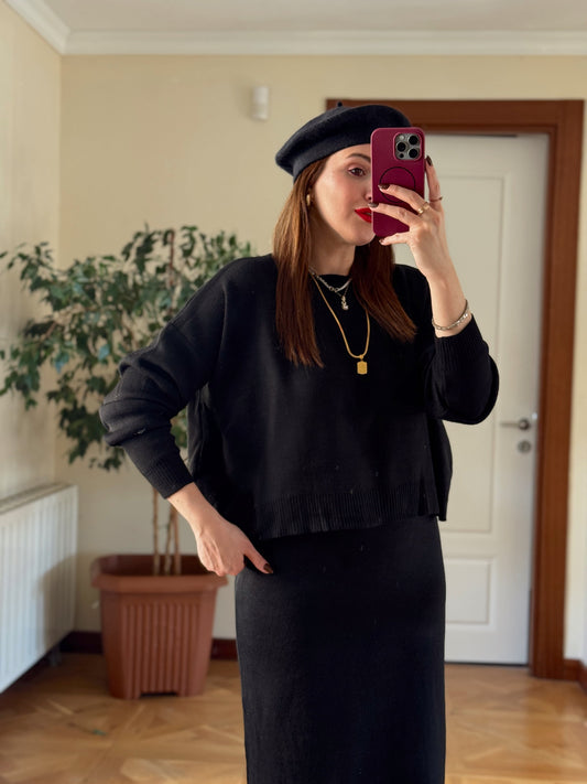 Basic Crop Kazak - SİYAH