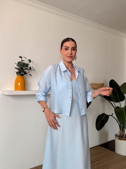 VİENA gömlek elbise ikili takım Mavi