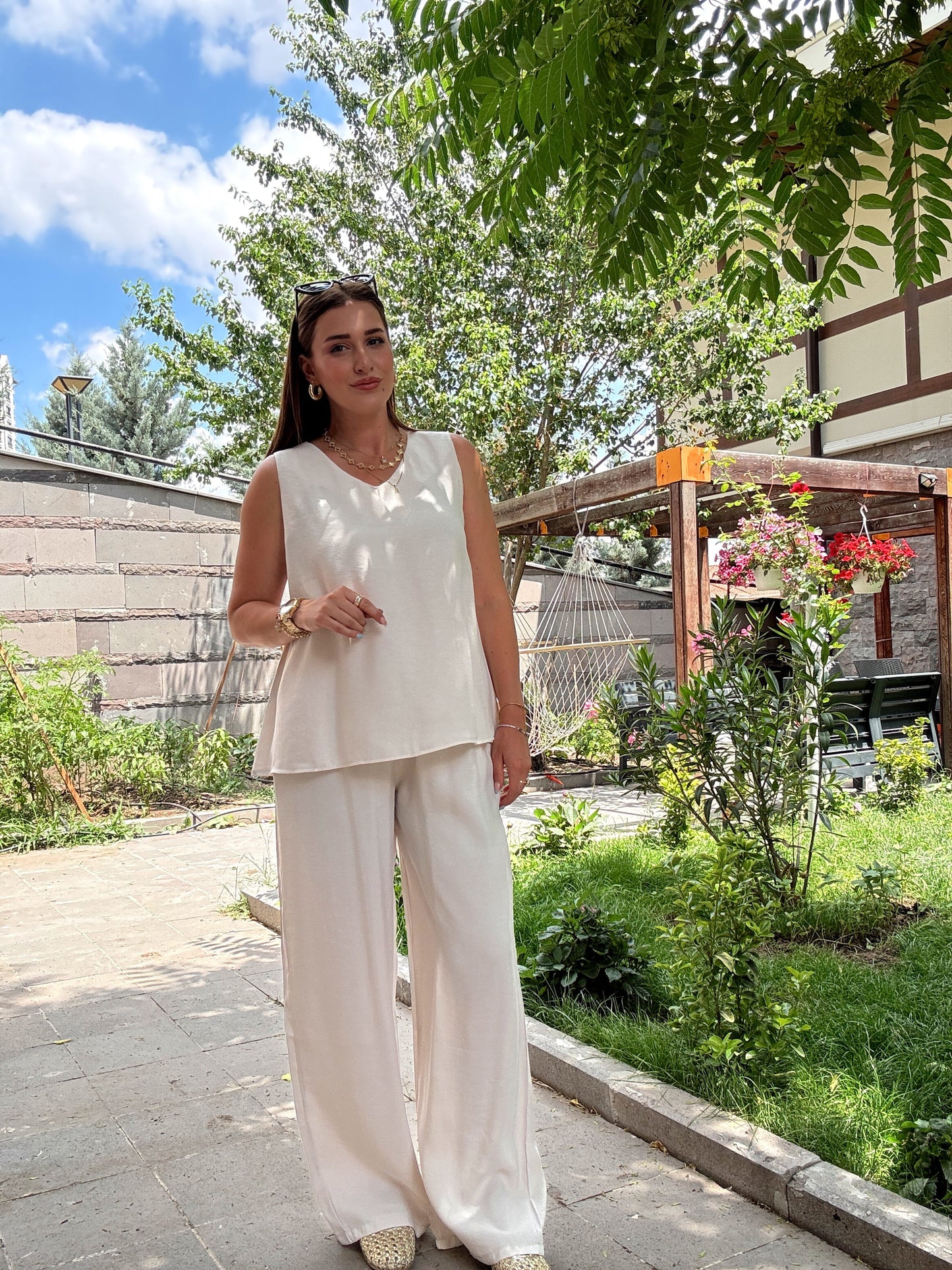 TENCEL v yaka salaş takım BEJ