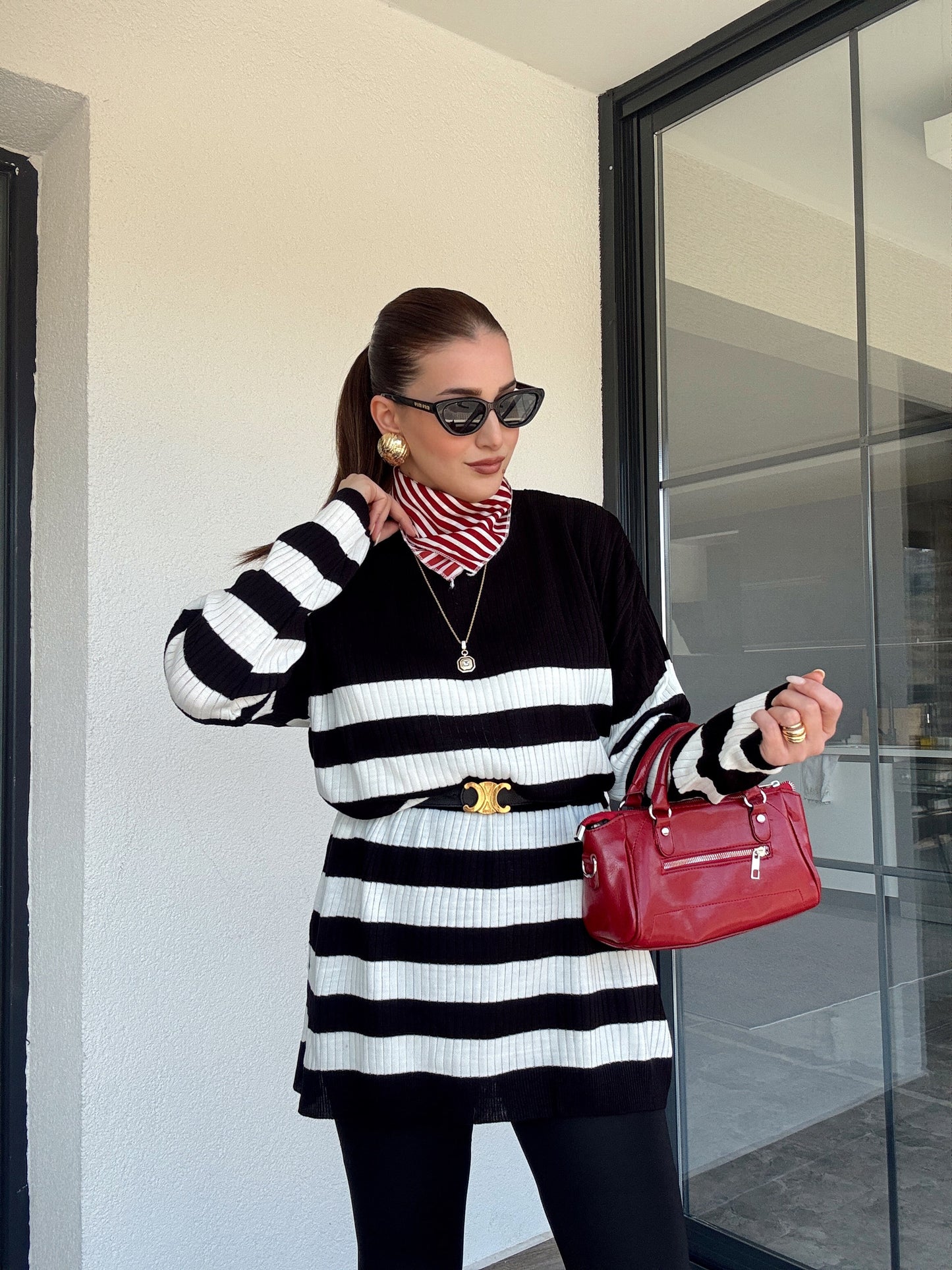 Yarım Balıkçı Fitilli Tunik - SİYAH