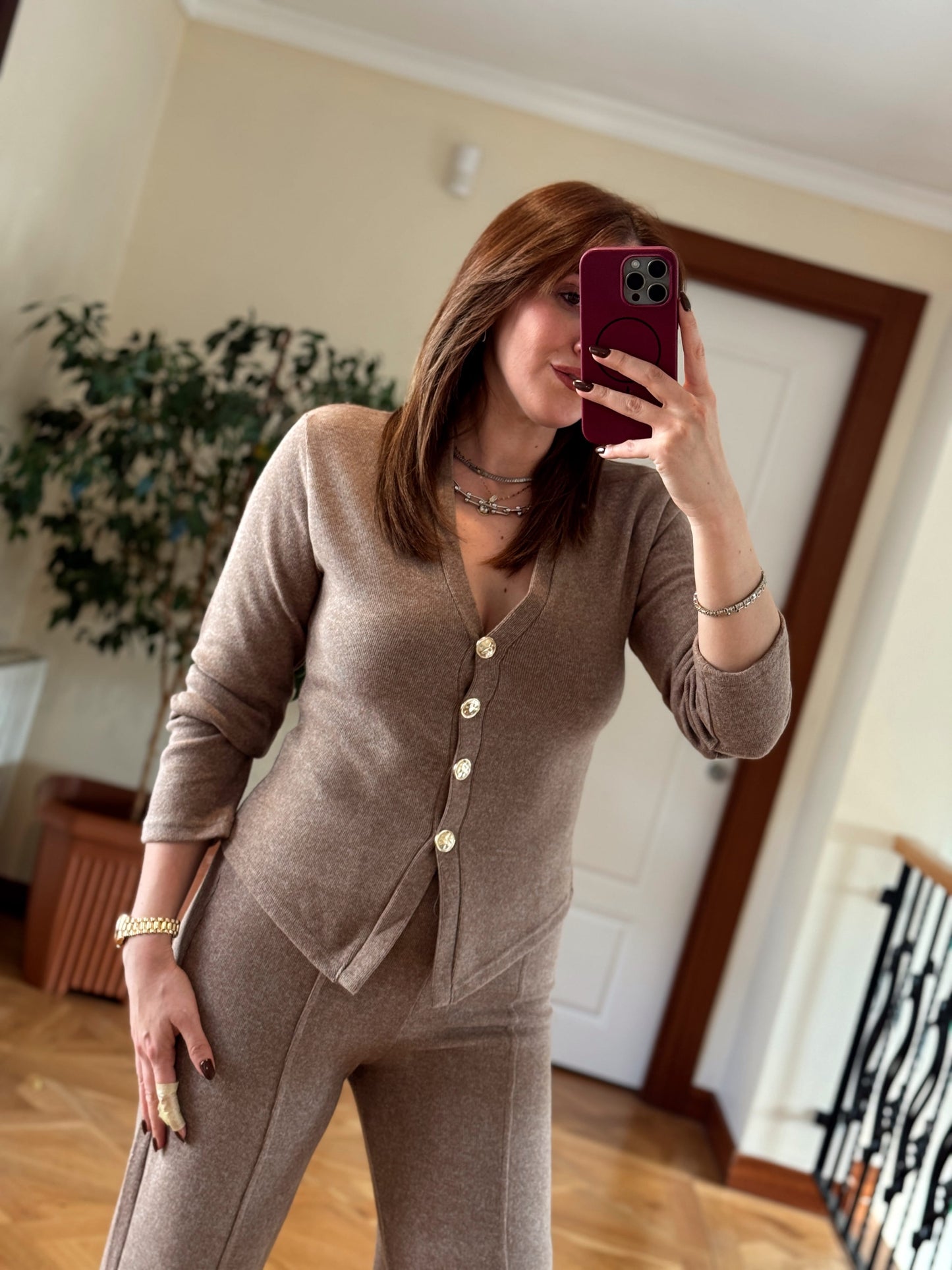 Selanik önü düğmeli ceket çimalı pantolon takım-TARÇIN