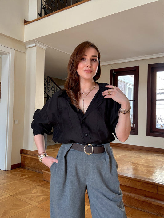 Oversize Premium Gömlek Siyah