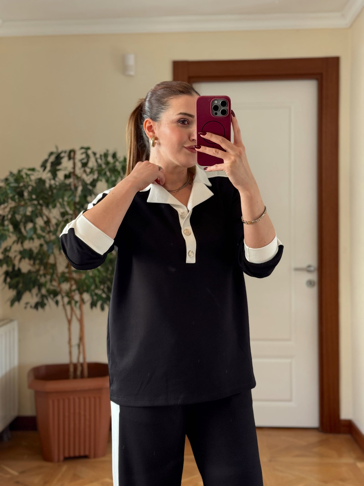 Denizci yaka modal takım SİYAH