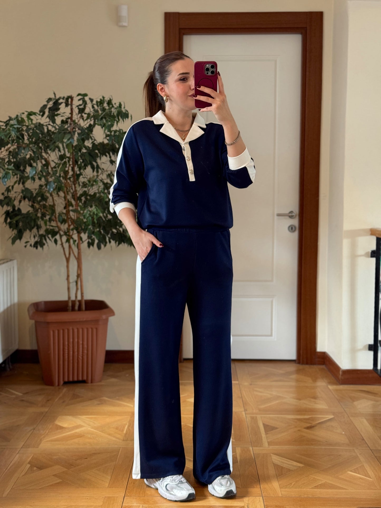 Denizci yaka modal takım LACİVERT