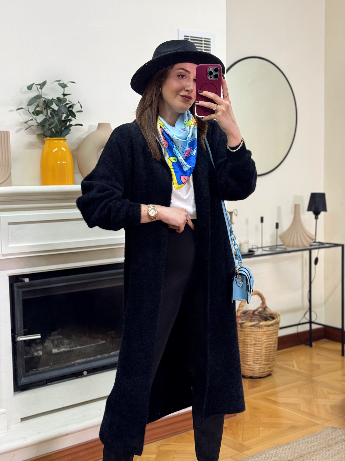 Premium uzun sakal kumaş hırka-SİYAH