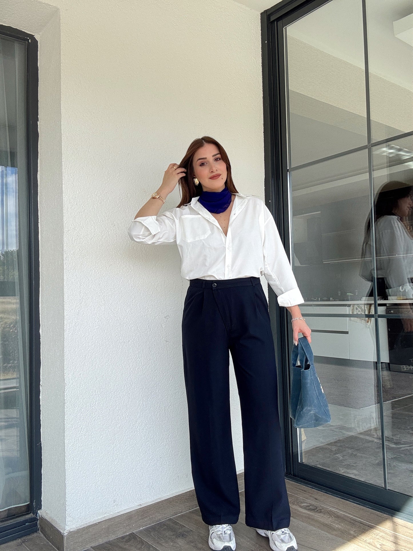 Çapraz kemerli pantolon-LACİVERT